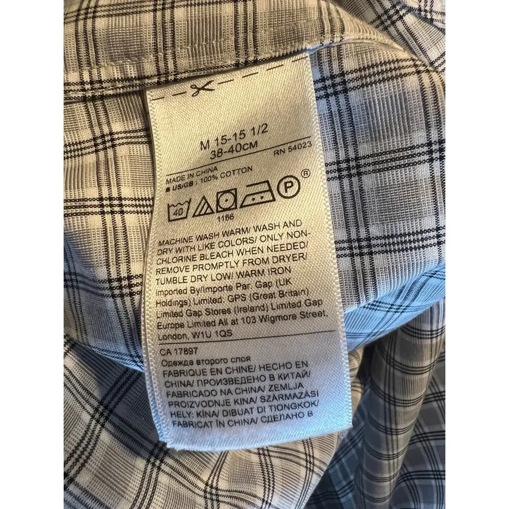 Banana Republic Slim FIt Gray Plaid Button Down Shirt Size Medium